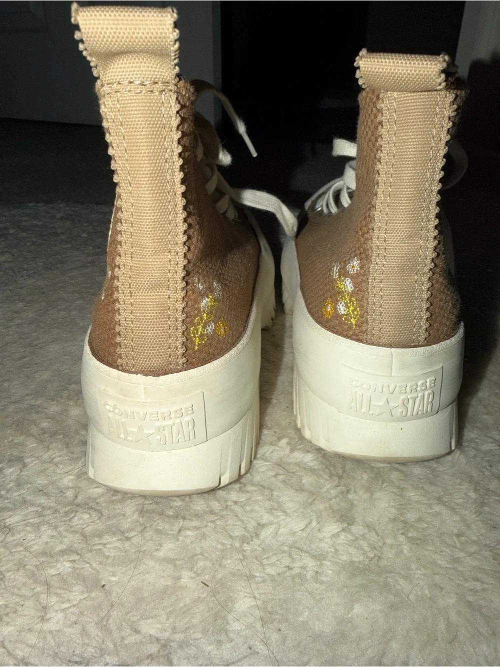 Converse High Top Canvas Sneakers in Brown and Cream - Picture 3 of 3